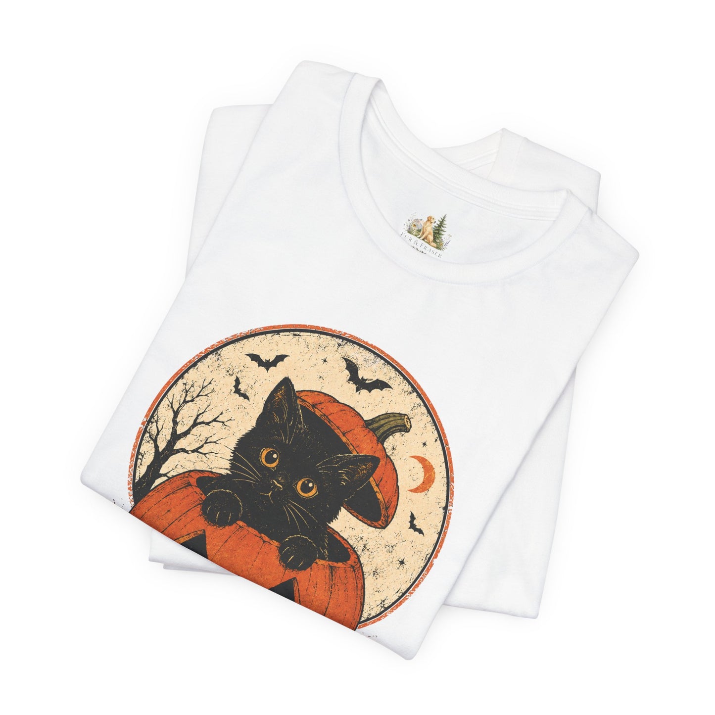 Halloween Black Cat Pumpkin T-Shirt — Cute Vintage Jack-O'-Lantern Tee