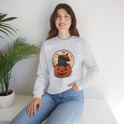 Halloween Black Cat Pumpkin Sweatshirt
