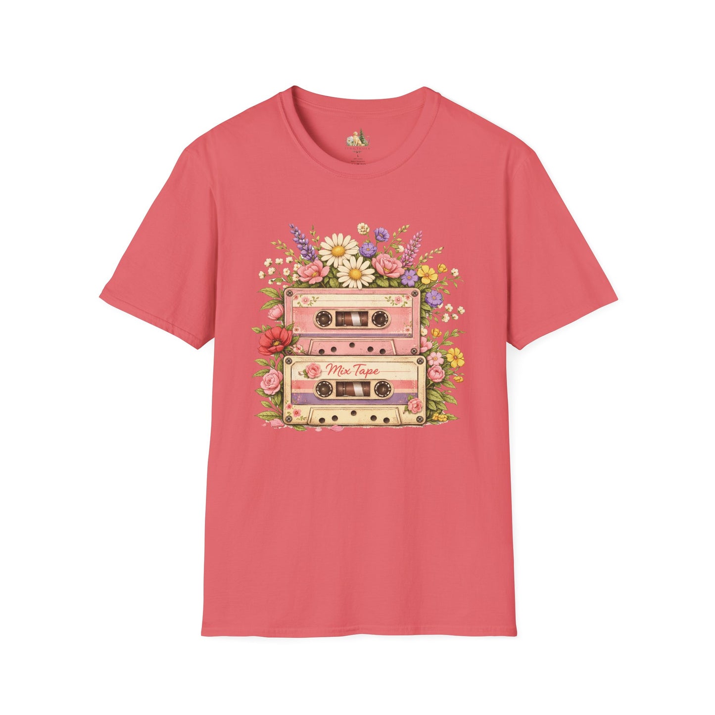 Retro Floral Cassette T-Shirt — Mix Tape Design for Music Lovers (Light Weight Ulta Soft Tee)