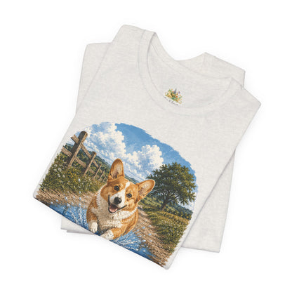 Corgi Splash T-Shirt — Playful Dog Graphic Tee