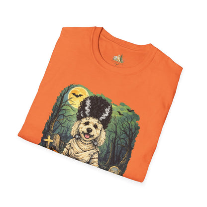 Unisex Halloween Dog Bride Of Barkenstein T-Shirt —What Tails Lurk Behind The Pines Collection