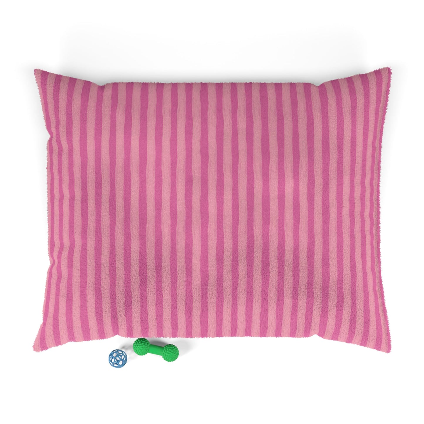 Pink Striped Plush Pet Bed — Soft Cozy Cushion for Dogs & Cats