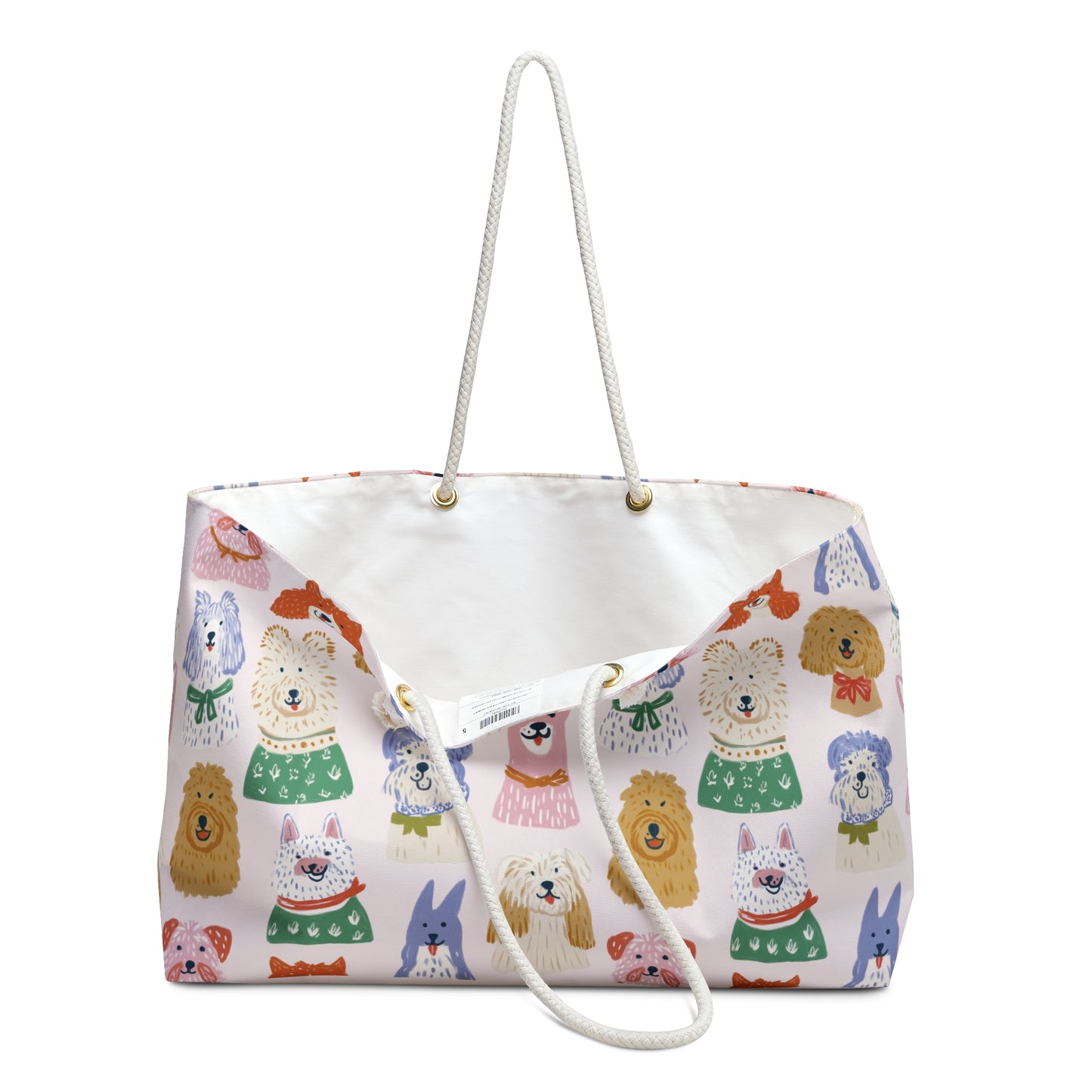 Cute Dog Pattern Weekender Bag – Colorful Puppy Tote for Travel & Beach