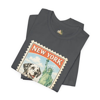New York Dalmatian T-Shirt | Statue of Liberty Vintage Postage