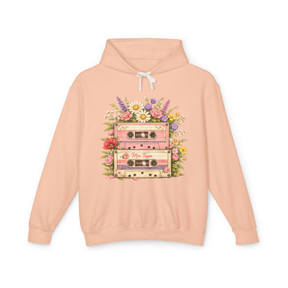 Vintage Cassette Floral Hoodie — Retro Tape 'Mix Tape' Sweatshirt