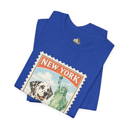 New York Dalmatian T-Shirt | Statue of Liberty Vintage Postage