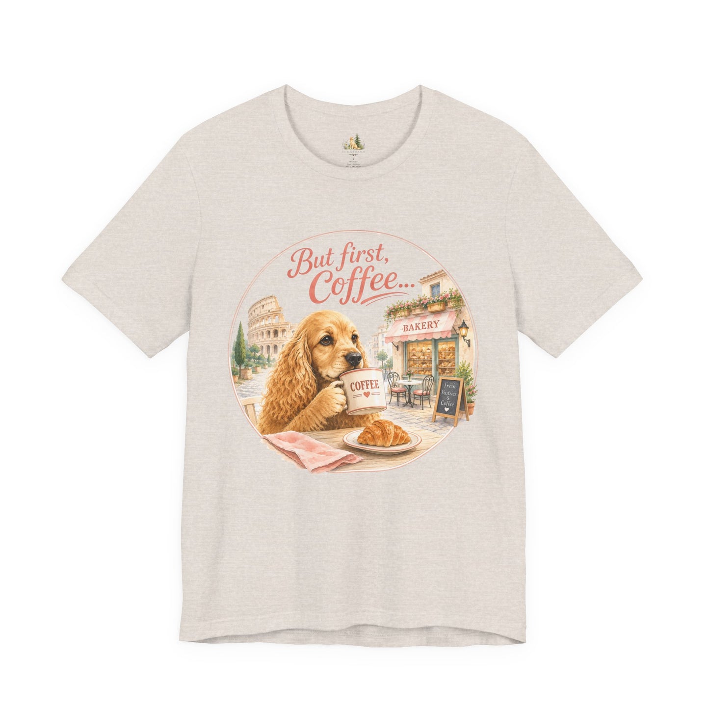 But First Coffee T‑Shirt — Cute Dog Café Graphic Tee