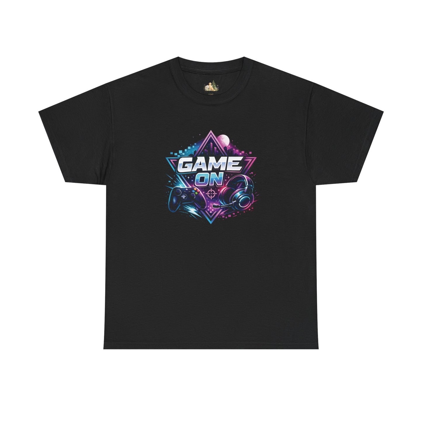 Game On T-Shirt — Retro Neon Gamer Tee with Controller Graphic (Heavy Weight Tee)