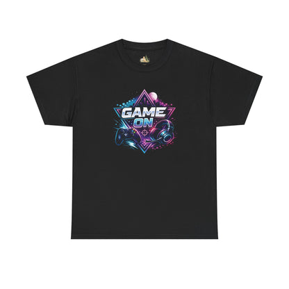Game On T-Shirt — Retro Neon Gamer Tee with Controller Graphic (Heavy Weight Tee)