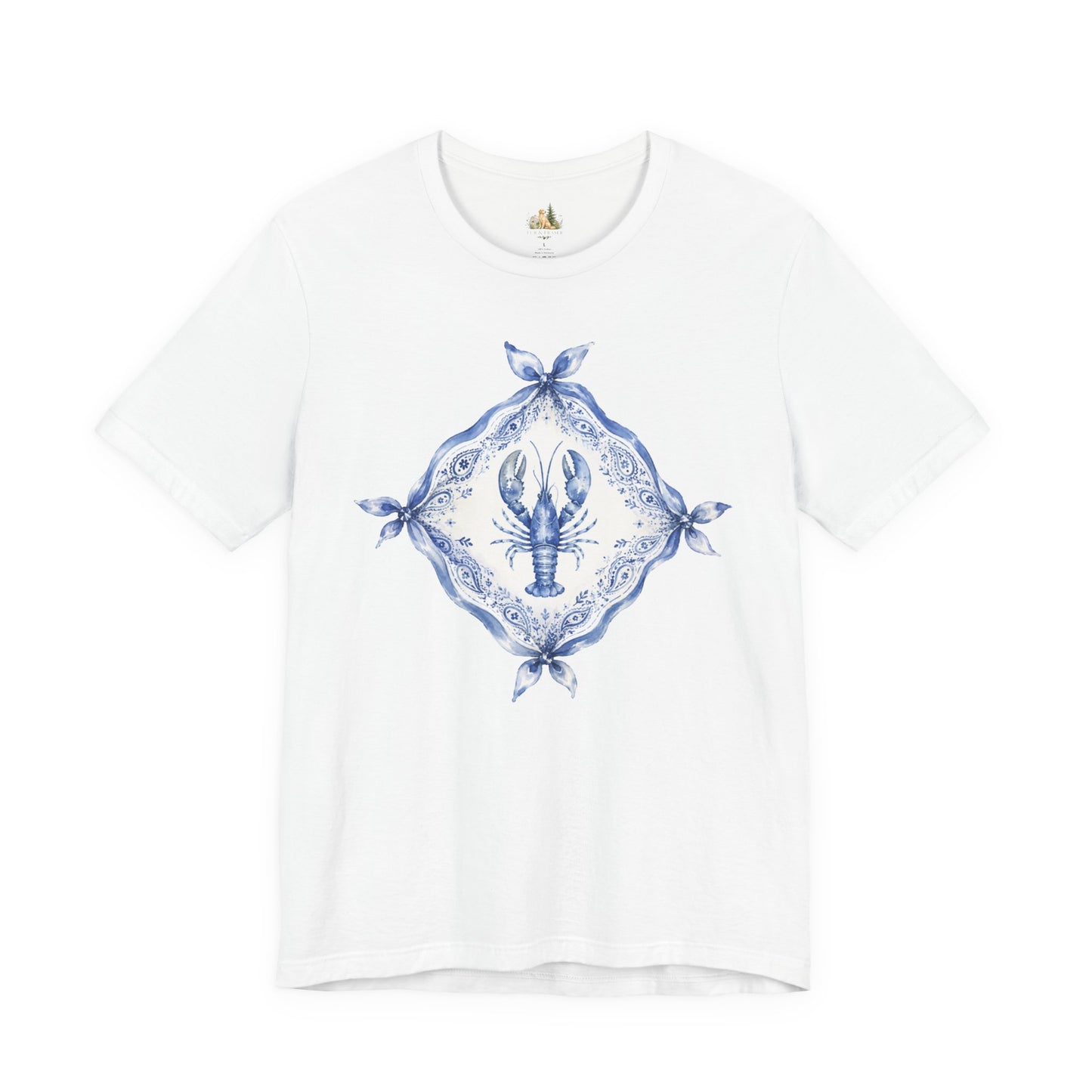 T-Shirt — Blue Delft Lobster Bandana Graphic Tee