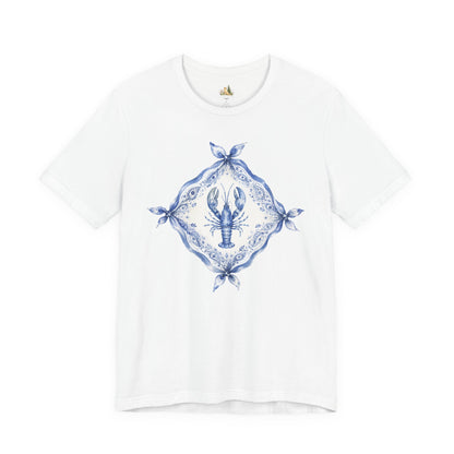 T-Shirt — Blue Delft Lobster Bandana Graphic Tee