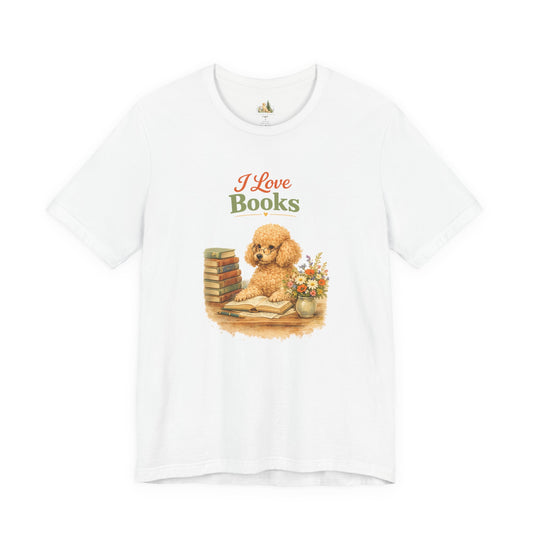 I Love Books T-Shirt — Cute Poodle Reading Graphic Tee