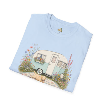 Vintage Camper T-Shirt — Cozy Caravan & Picnic Design(Light Weight, Ultra Soft)