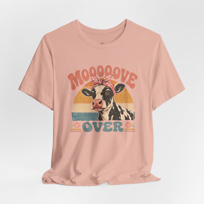 Moooove Over Cow Graphic Tee — Retro Farm Animal Shirt for Women & Men