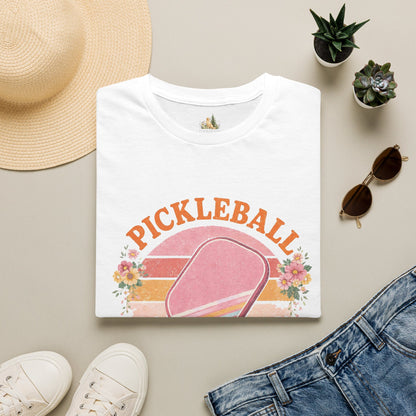 Pickleball Retro Paddle T‑Shirt — Vintage Floral Pickleball Tee Light Weight, Ultra Soft Tee