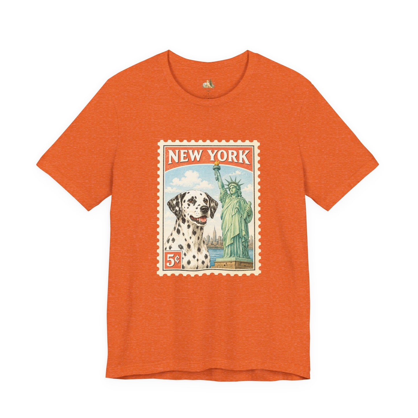 New York Dalmatian T-Shirt | Statue of Liberty Vintage Postage