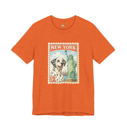 New York Dalmatian T-Shirt | Statue of Liberty Vintage Postage
