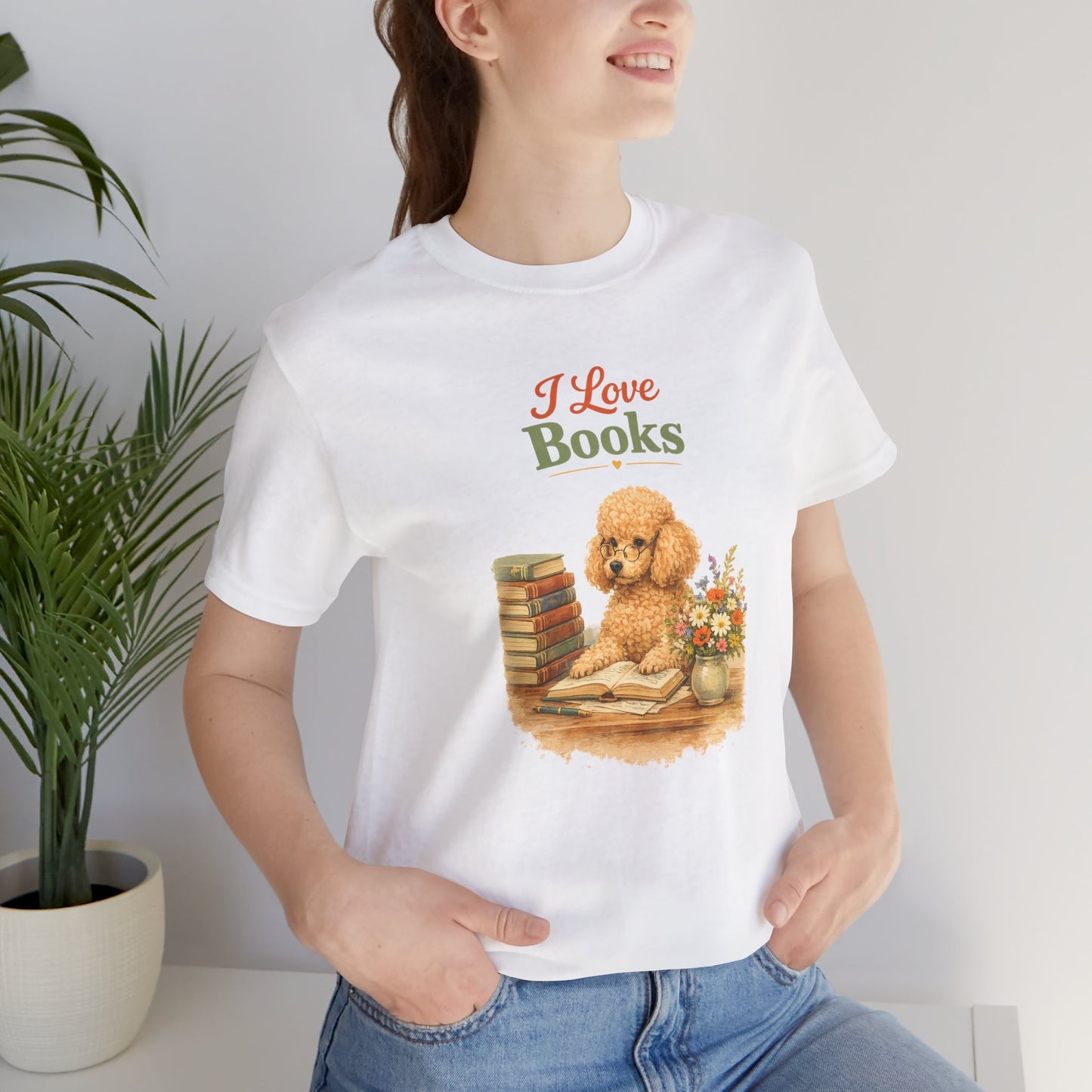 I Love Books T-Shirt — Cute Poodle Reading Graphic Tee