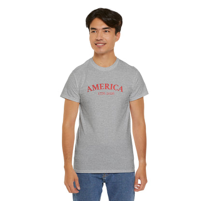 Unisex Embroidered America 1776-2026 T-Shirt (Heavy weight Tee)