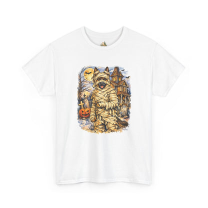 Unisex Mummy German Shepherd Halloween T-Shirt - What Tails Lurk Behind The Pines Collection (Heavy Weight Tee)