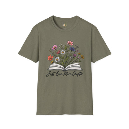 Floral Book Tee — “Just One More Chapter” Graphic T-Shirt