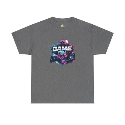 Game On T-Shirt — Retro Neon Gamer Tee with Controller Graphic (Heavy Weight Tee)