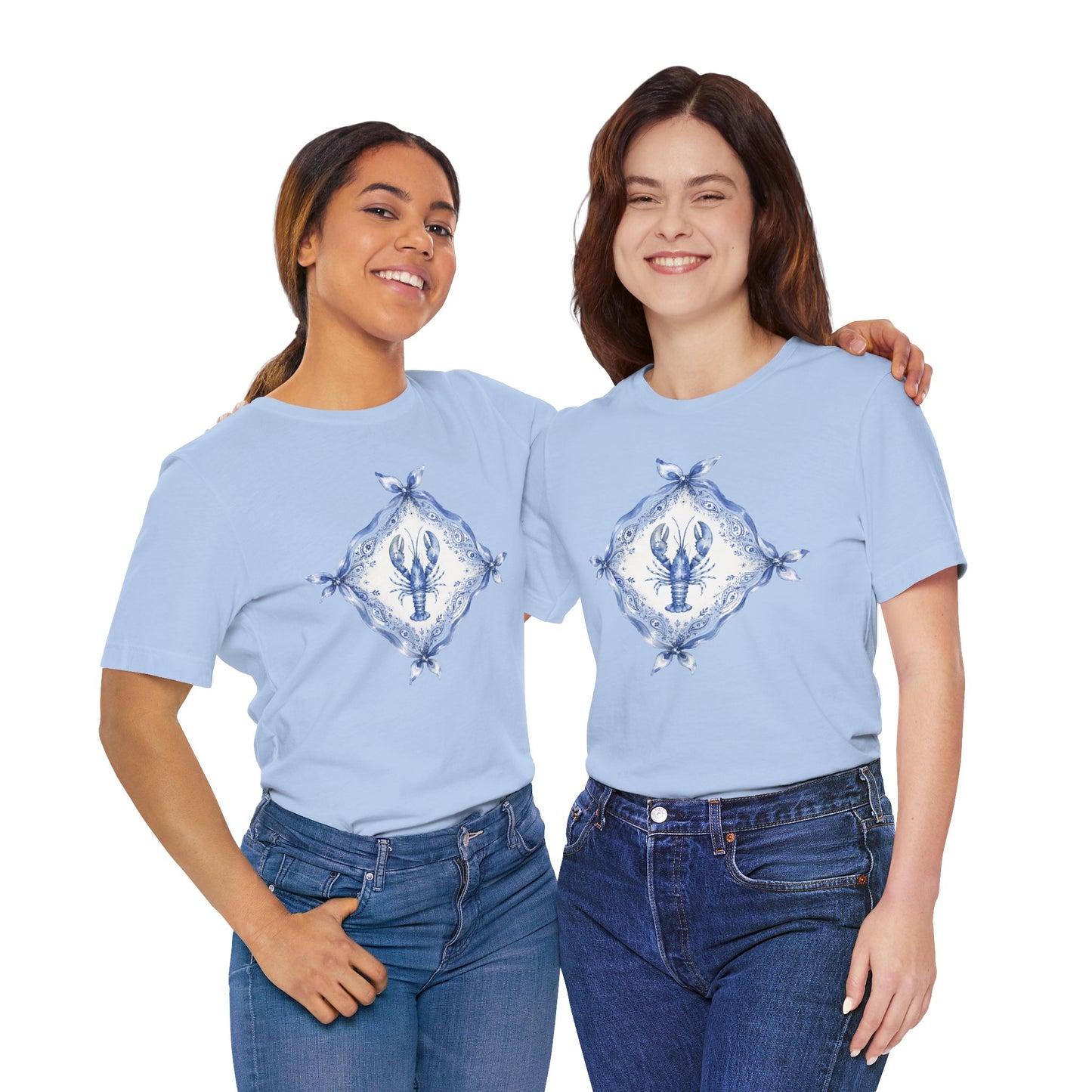 T-Shirt — Blue Delft Lobster Bandana Graphic Tee