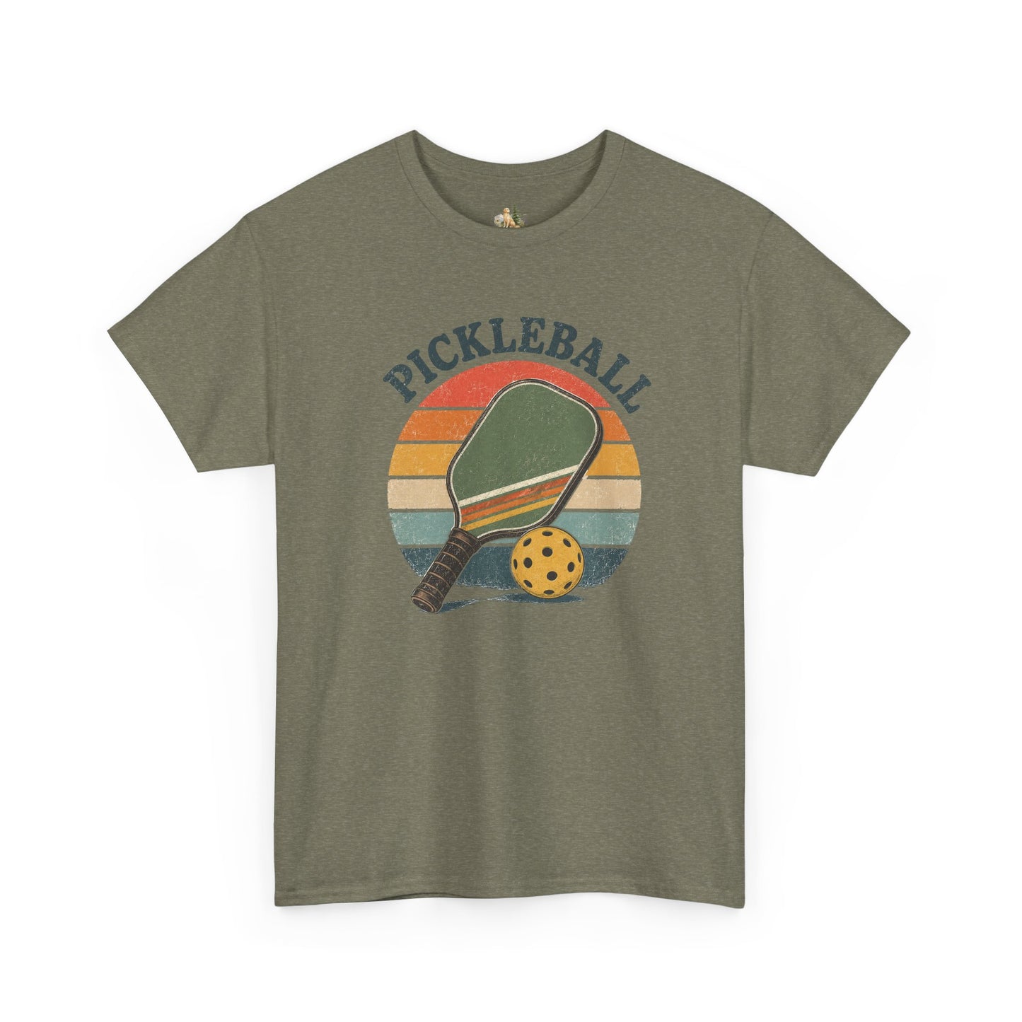 Pickleball Retro Paddle T-Shirt — Vintage Sunset Pickleball Tee (Heavy Weight Tee)