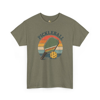 Pickleball Retro Paddle T-Shirt — Vintage Sunset Pickleball Tee (Heavy Weight Tee)