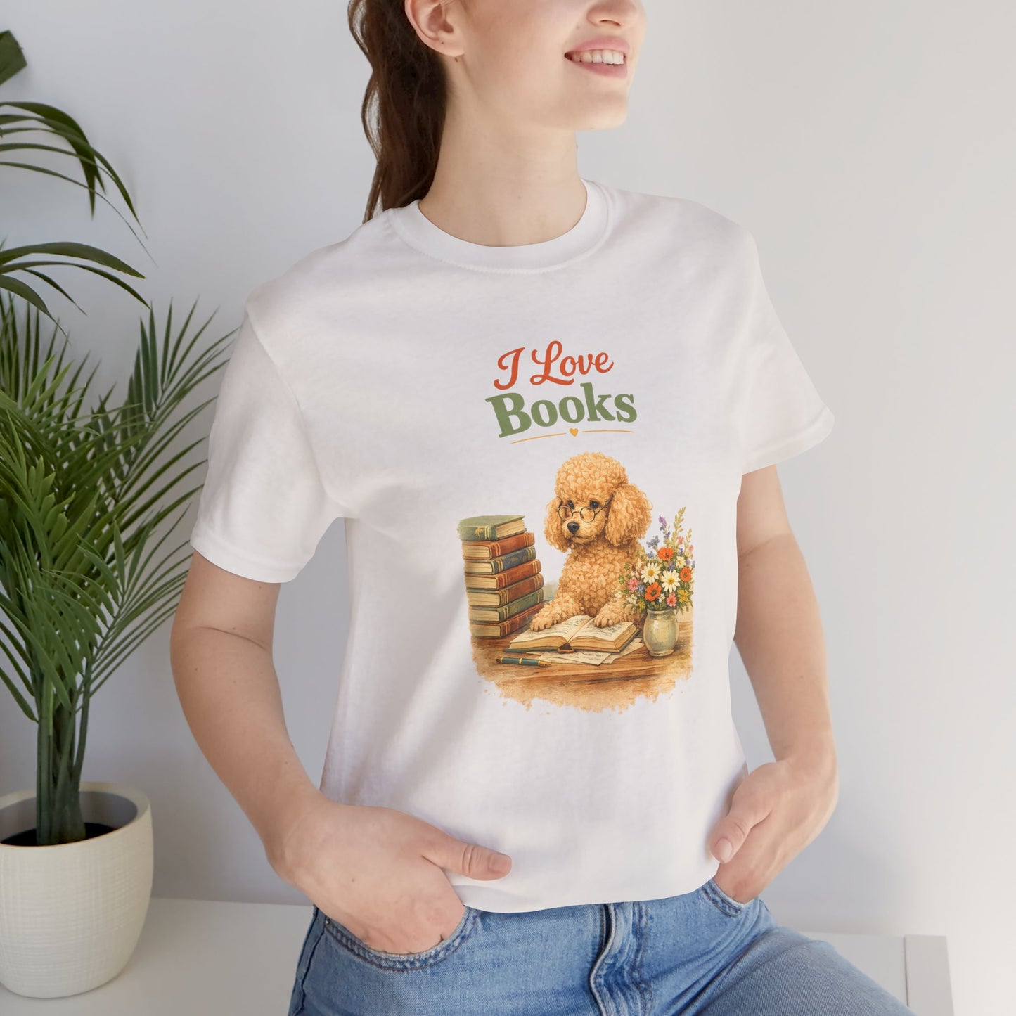 I Love Books T-Shirt — Cute Poodle Reading Graphic Tee