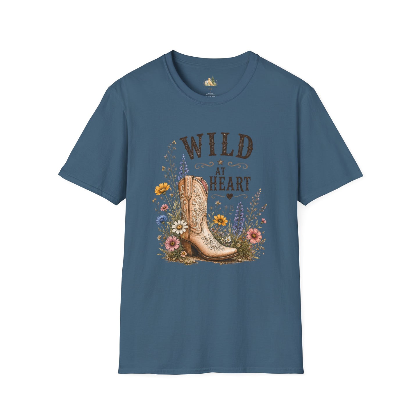 Wild at Heart Cowboy Boot T-Shirt – Floral Western Graphic Tee (Light Weight, Ultra Soft Tee)