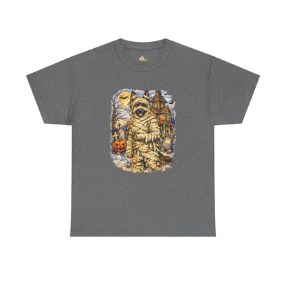 Unisex Mummy German Shepherd Halloween T-Shirt - What Tails Lurk Behind The Pines Collection (Heavy Weight Tee)