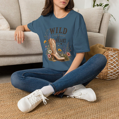 Wild at Heart Cowboy Boot T-Shirt – Floral Western Graphic Tee (Light Weight, Ultra Soft Tee)