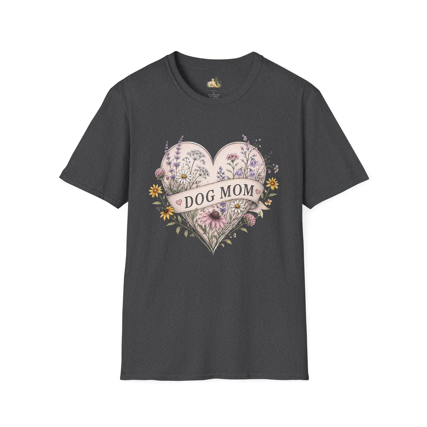 Dog Mom Floral Heart T-Shirt (Light Weight, Ultra Soft)