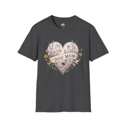 Dog Mom Floral Heart T-Shirt (Light Weight, Ultra Soft)