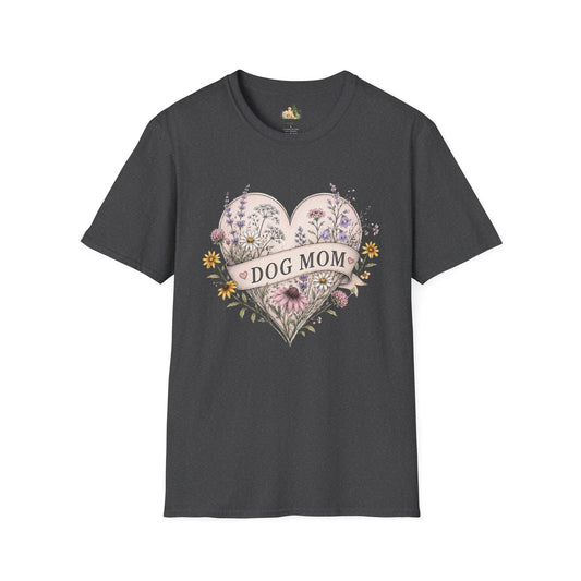 Dog Mom Floral Heart T-Shirt (Light Weight, Ultra Soft)