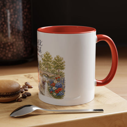 Walk in the Park girl with dog Mug | Accent coffee mug 11oz 15oz