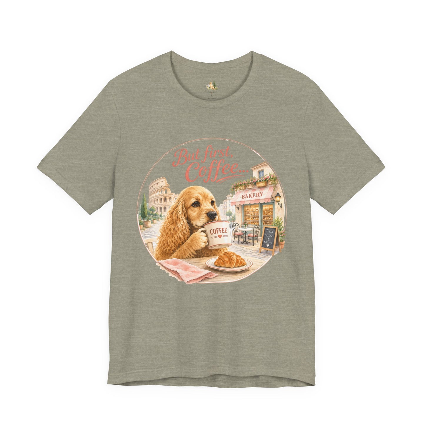 But First Coffee T‑Shirt — Cute Dog Café Graphic Tee