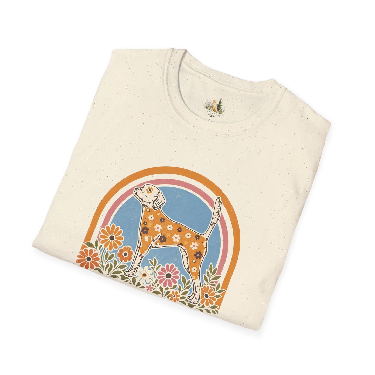 Dog Floral T-Shirt — 'Fur-Rolic' Retro Rainbow Canine Tee