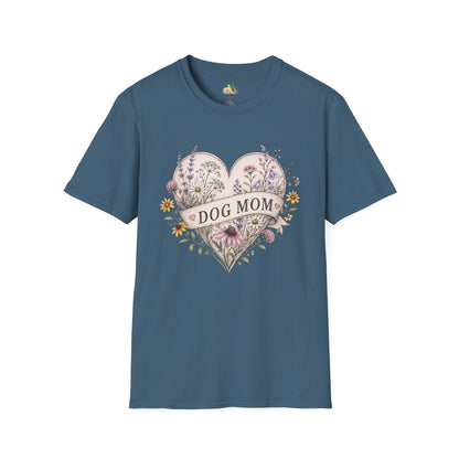 Dog Mom Floral Heart T-Shirt (Light Weight, Ultra Soft)