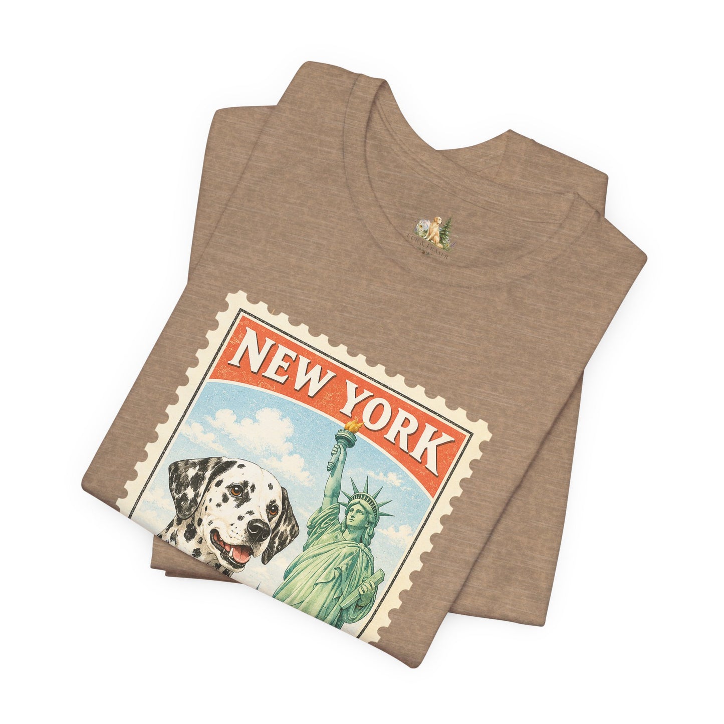 New York Dalmatian T-Shirt | Statue of Liberty Vintage Postage