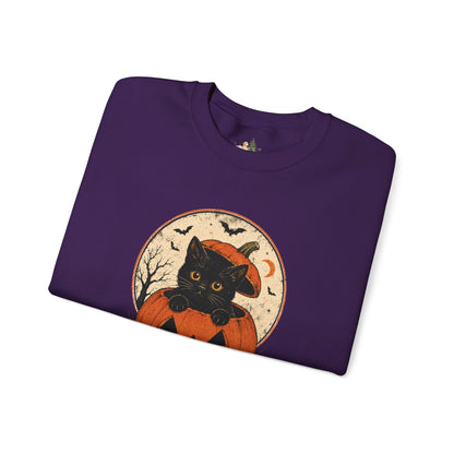 Halloween Black Cat Pumpkin Sweatshirt
