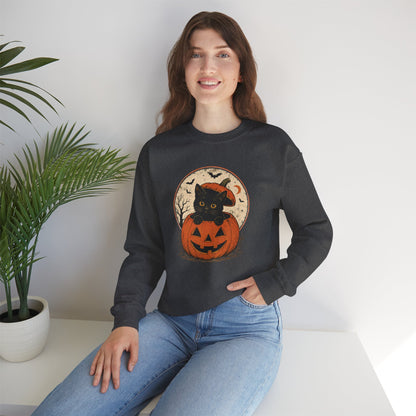 Halloween Black Cat Pumpkin Sweatshirt