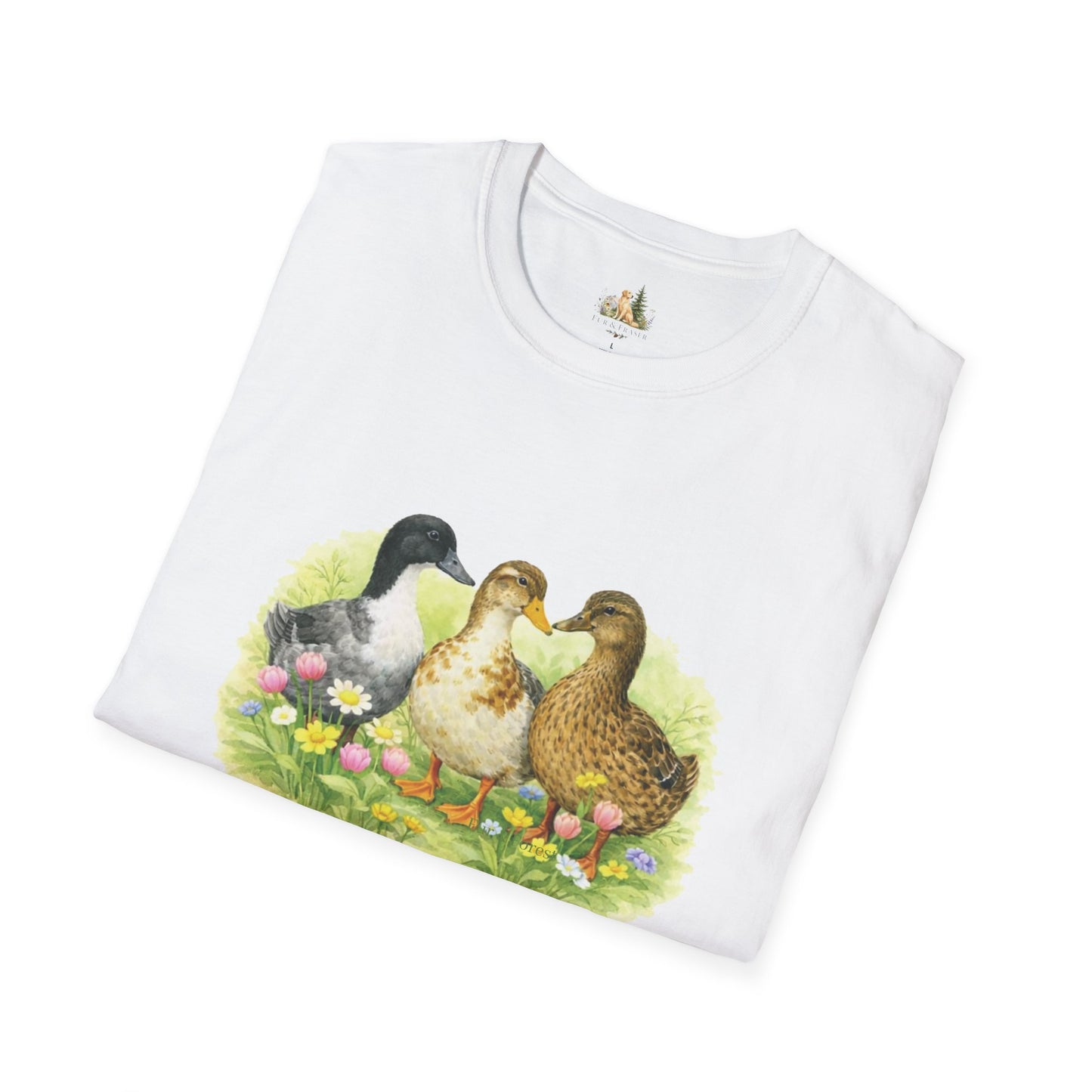 Unisex Spring Duck Family T-Shirt — Cute Ducklings Floral Vintage Tee (Light Weight, Ultra Soft Tee