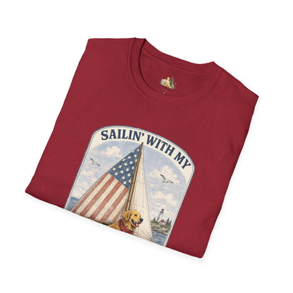 Sailin' With My Best Friend T-Shirt – Patriotic Labrador Dog Sailing Tee (Light Weight, Ultra Soft T-shirt)