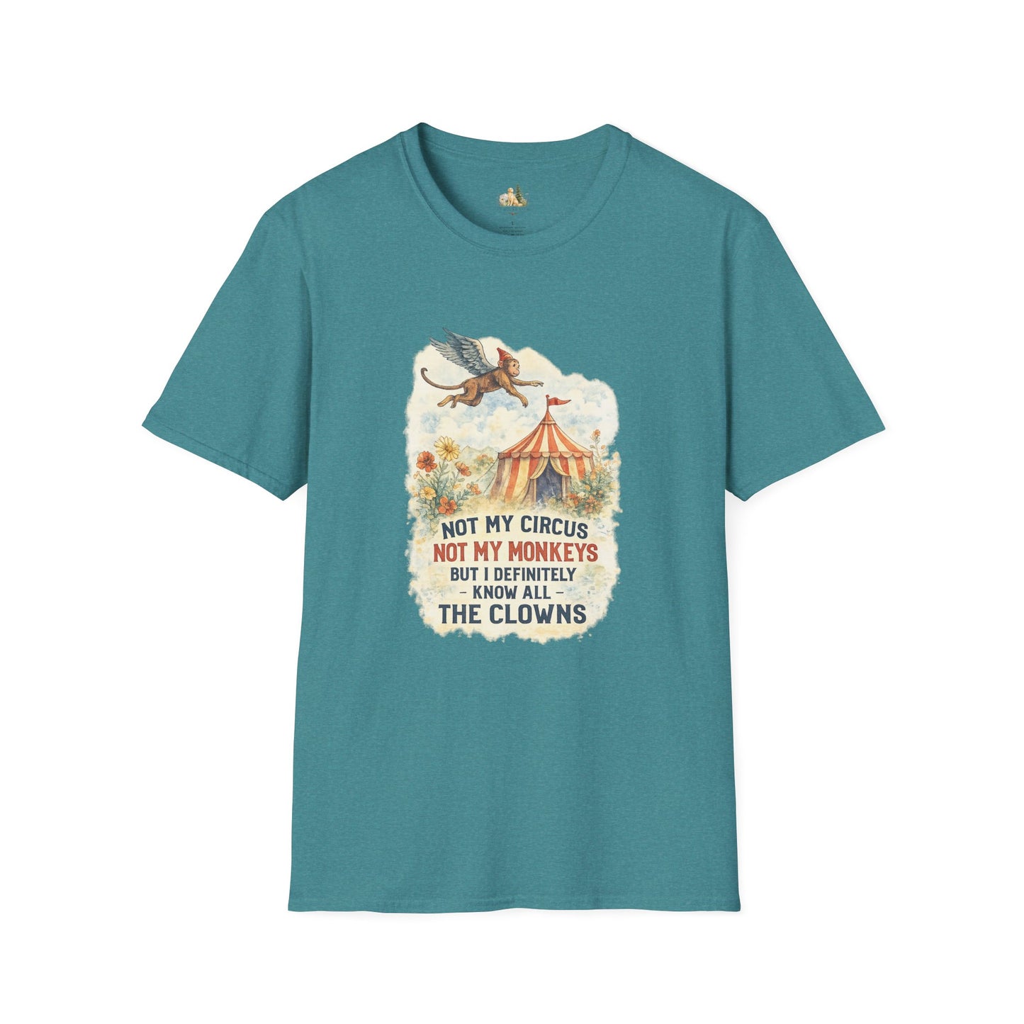T-Shirt — Vintage Circus Monkey 'Not My Circus, Not My Monkeys' Graphic Tee (Light Weight, Ultra Soft Tee)
