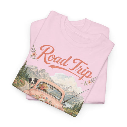 Road Trip Vintage Car T-Shirt — Retro Floral Scenic Drive Tee ( Heavy Weight Tee)