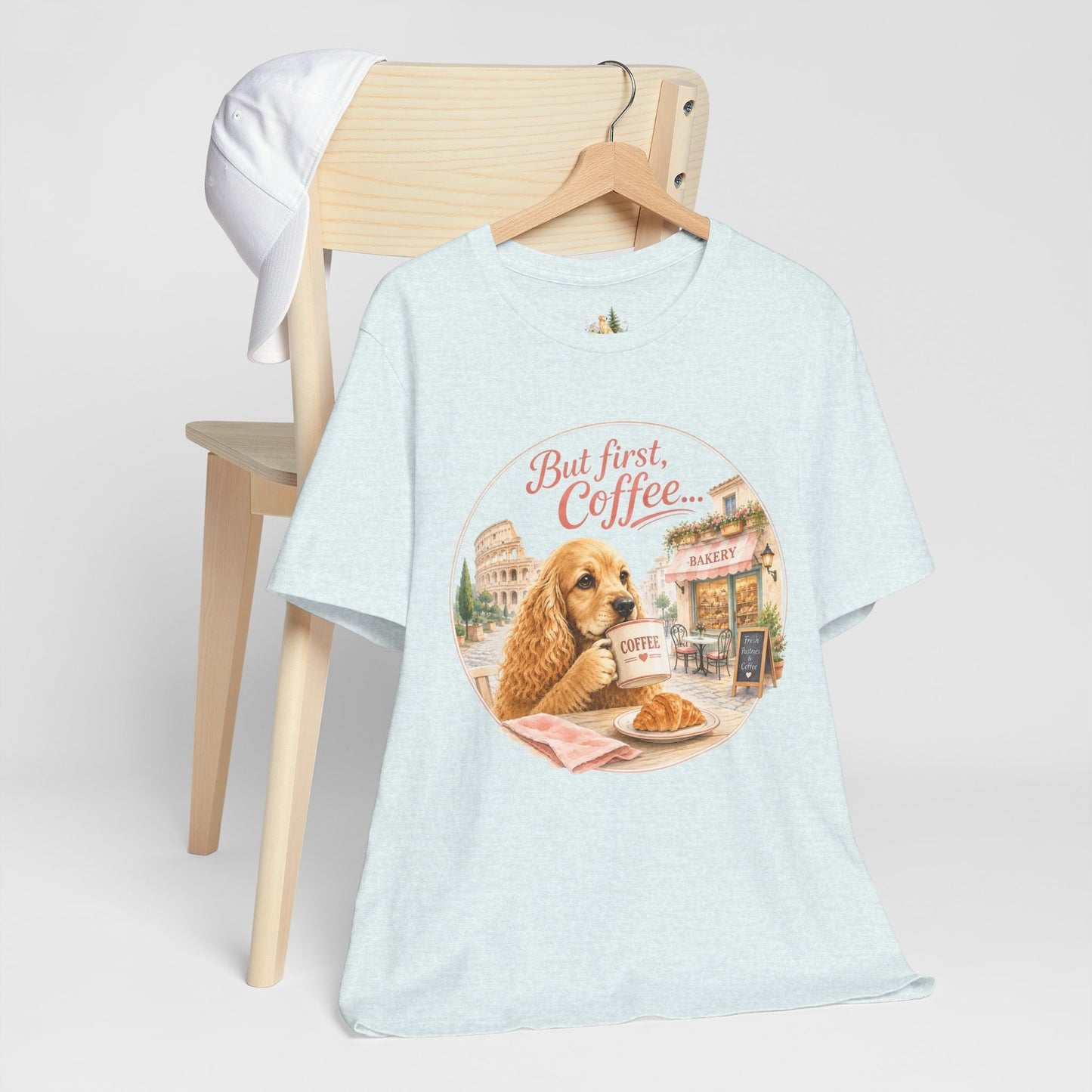 But First Coffee T‑Shirt — Cute Dog Café Graphic Tee