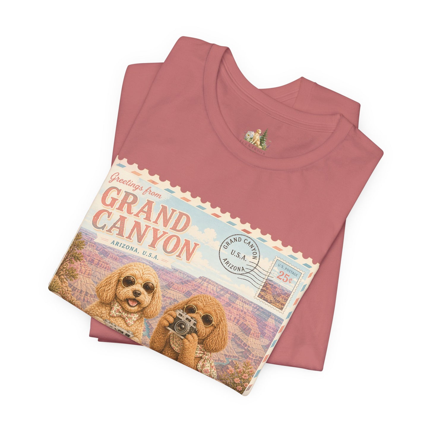 Grand Canyon Pups T-Shirt | Vintage Postcard Dogs Travel Design