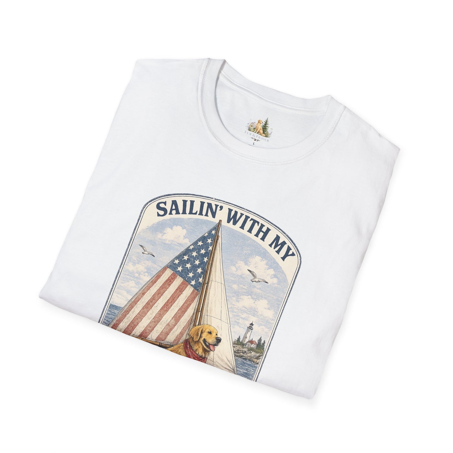 Sailin' With My Best Friend T-Shirt – Patriotic Labrador Dog Sailing Tee (Light Weight, Ultra Soft T-shirt)